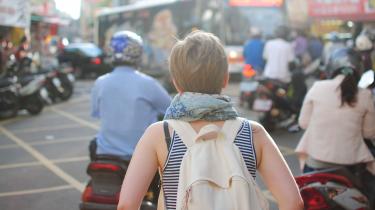 Woman traveling alone
