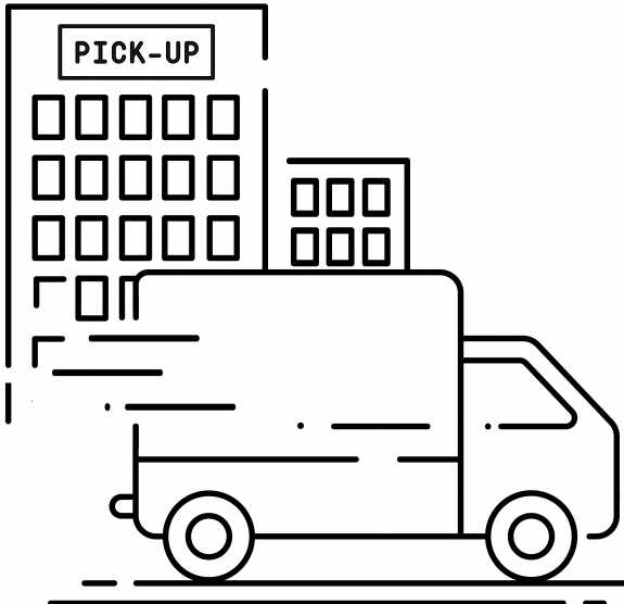 Illustration of a truck leaving the pickup