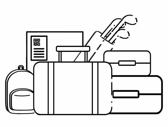 Illustration of several types of luggage to ship